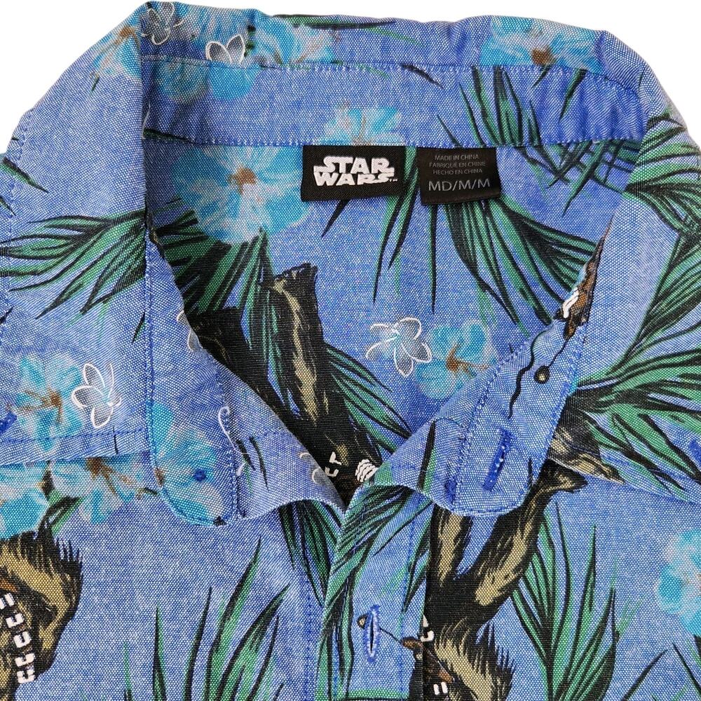 Star Wars Blue Tropical Print Short Sleeve Button-Down Shirt - Picture 8 of 8